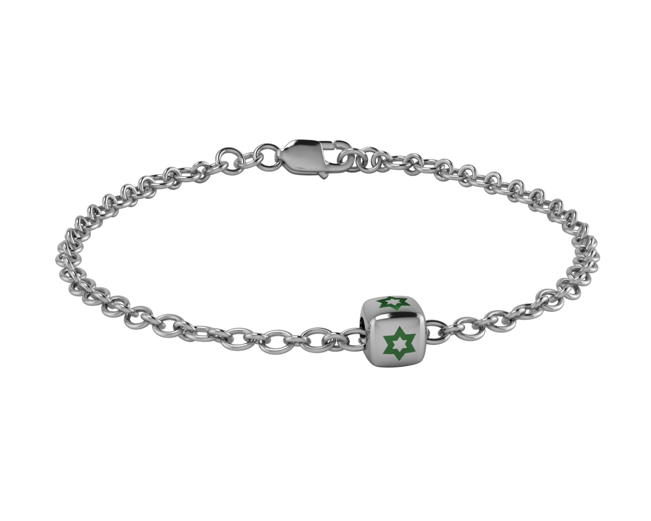 Sterling Silver Babykubes Single Star Dice Bracelet For Baby And Child 4 / Green Bracelets