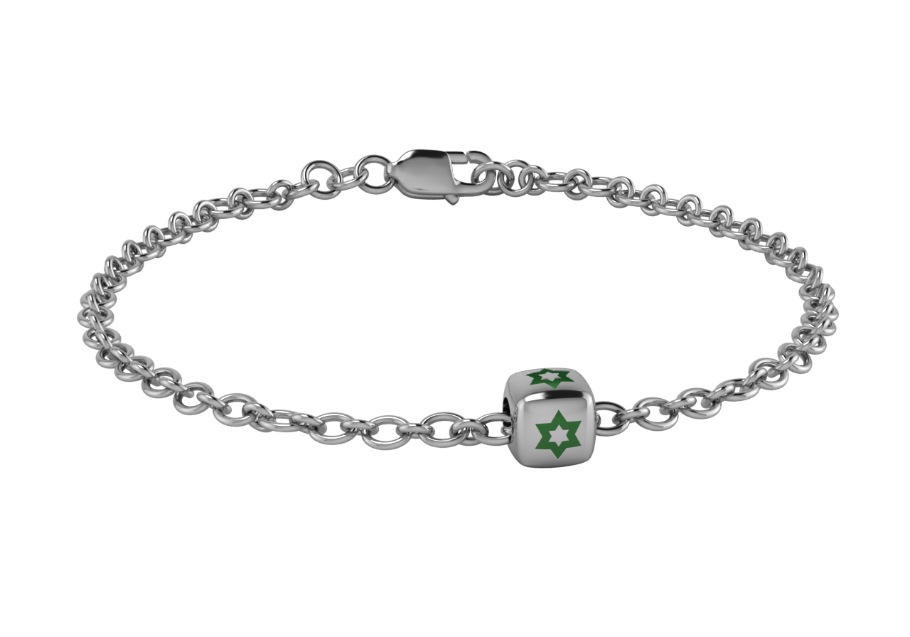 Sterling Silver Babykubes Single Star Dice Bracelet For Baby And Child 4 / Green Bracelets