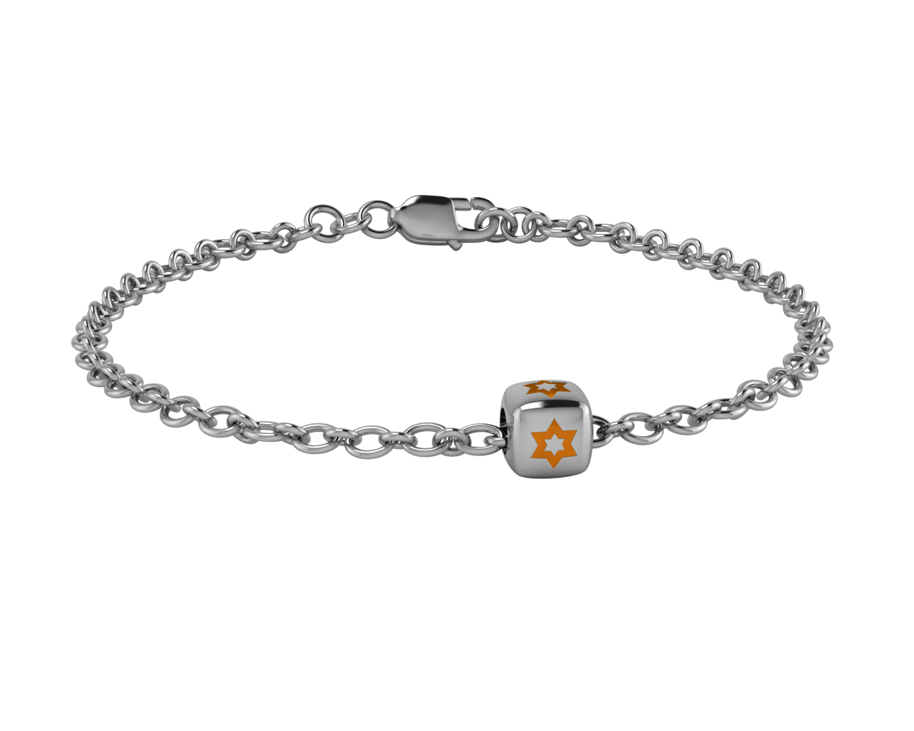 Sterling Silver Babykubes Single Star Dice Bracelet For Baby And Child 4 / Orange Bracelets