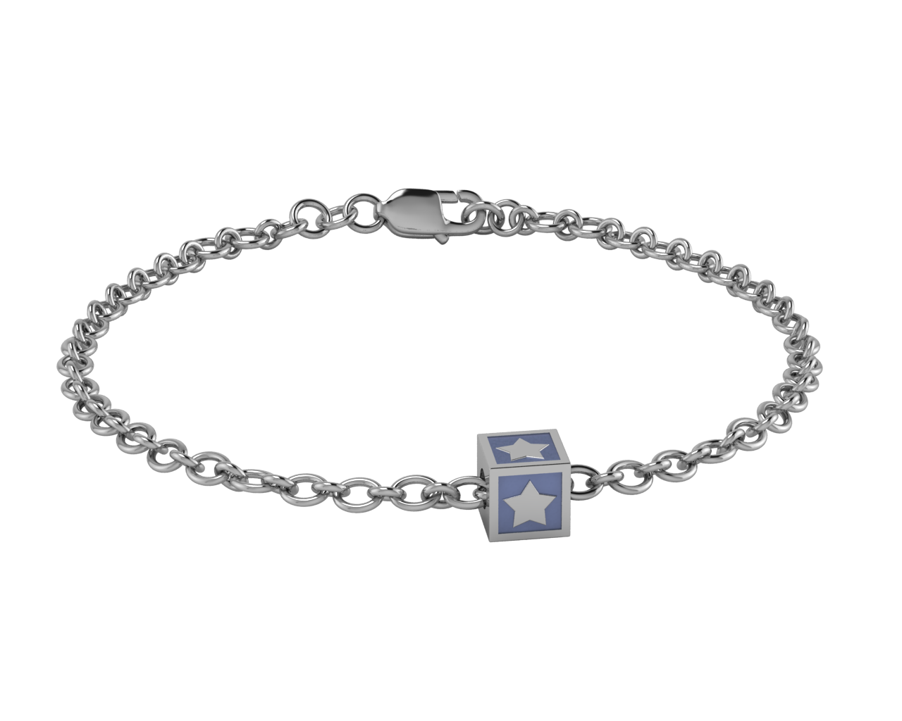 Sterling Silver Babykubes Single Star Square Bracelet For Baby And Child Bracelets