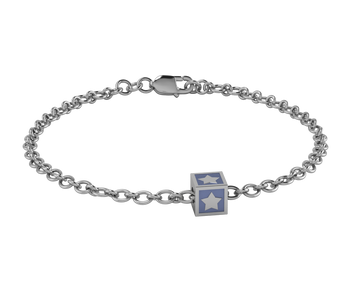 Sterling Silver Babykubes Single Star Square Bracelet For Baby And Child Bracelets