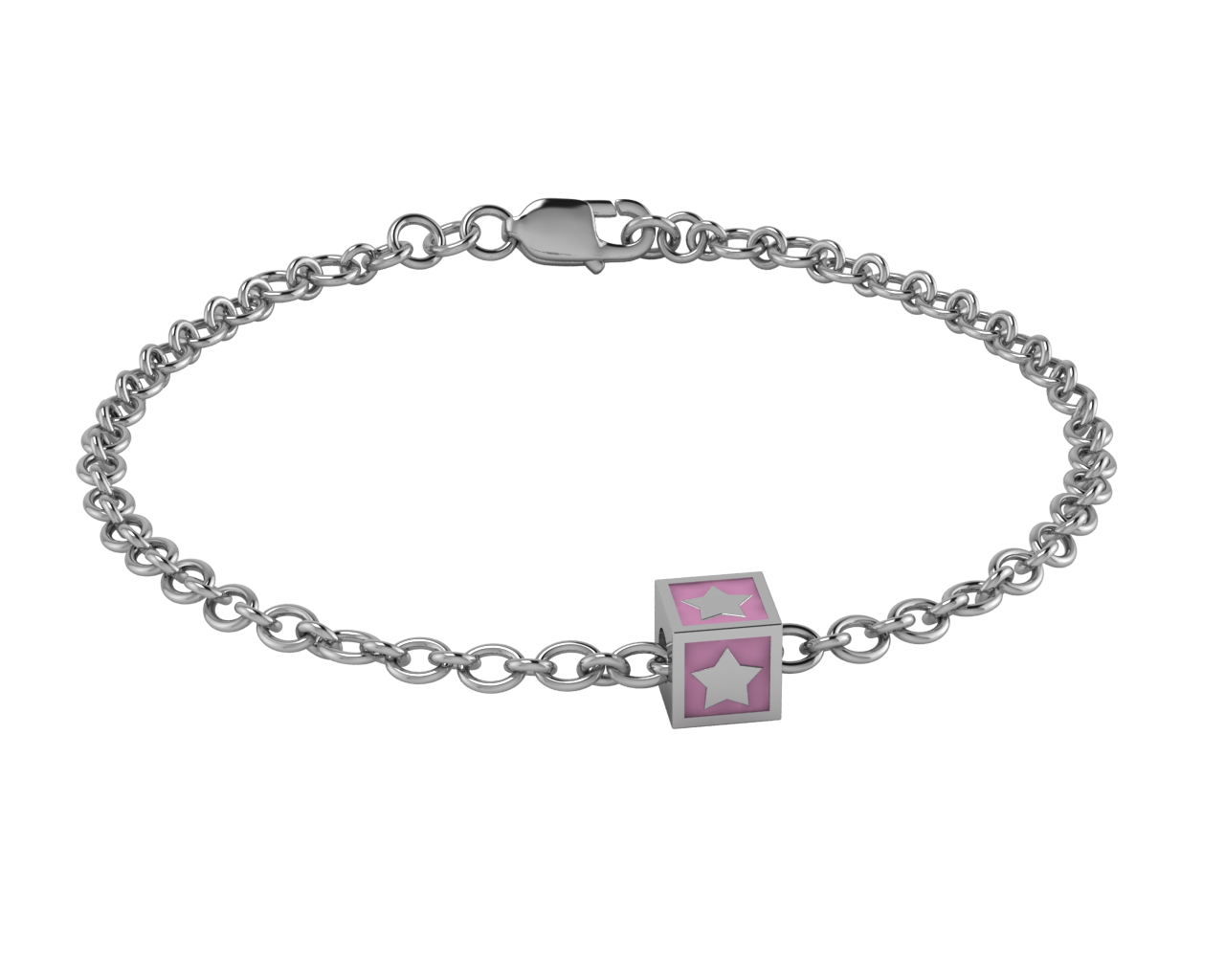 Sterling Silver Babykubes Single Star Square Bracelet For Baby And Child Bracelets