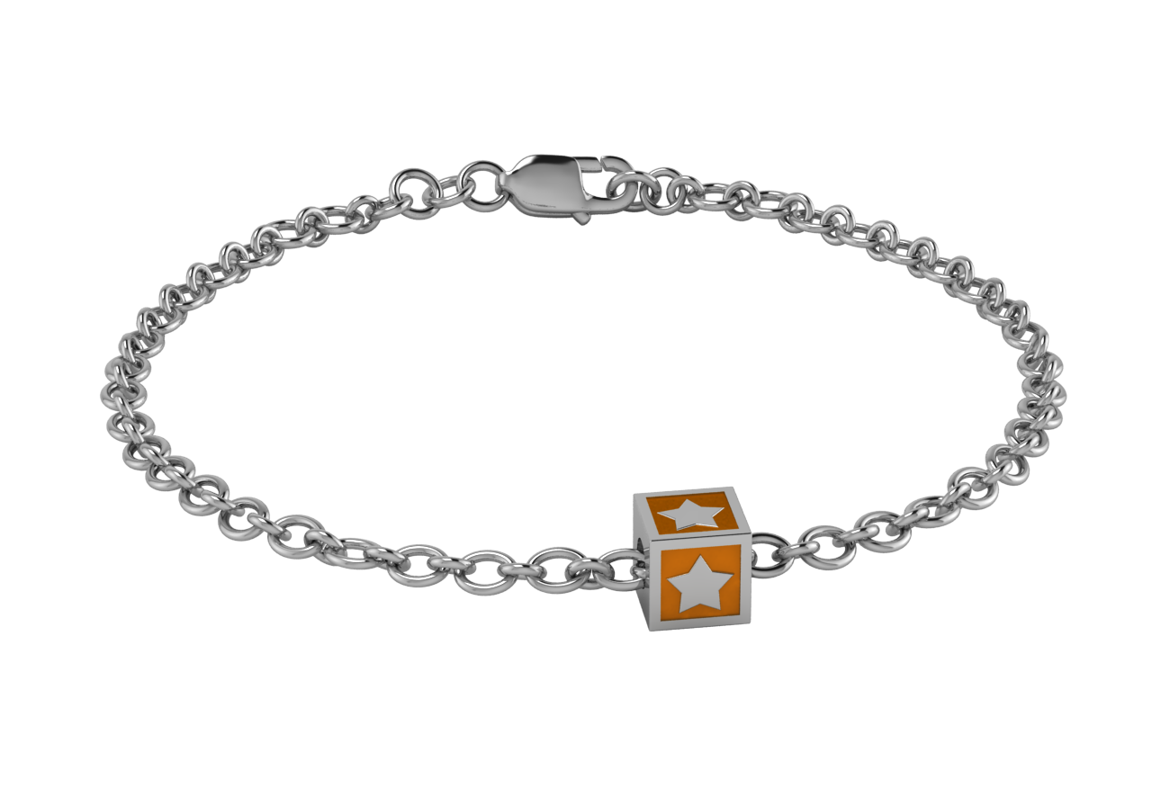 Sterling Silver Babykubes Single Star Square Bracelet For Baby And Child Bracelets