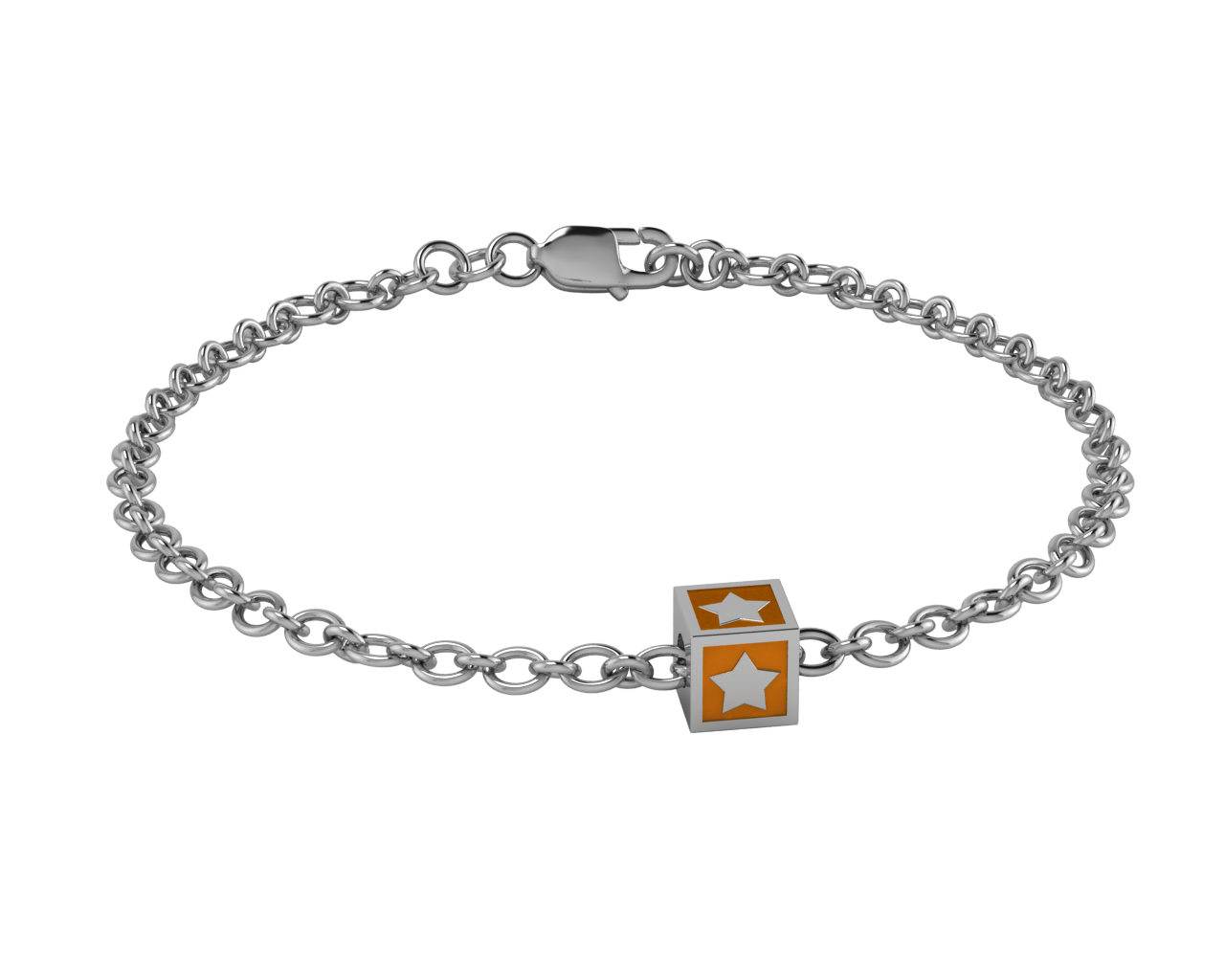 Sterling Silver Babykubes Single Star Square Bracelet For Baby And Child Bracelets