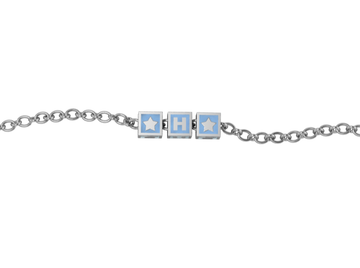 Sterling Silver Rakhi Personalised With Name - Blue Enamel Squares