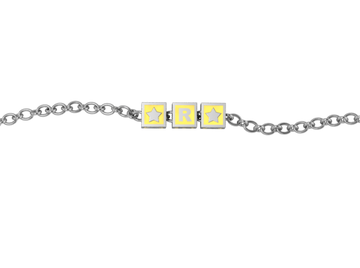 Sterling Silver Rakhi Personalised With Name - Yellow Enamel Squares