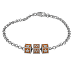 Sterling Silver Rakhi Personalised With Name - Orange Enamel Squares