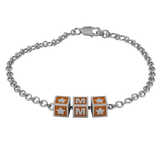 Sterling Silver Rakhi Personalised With Name - Orange Enamel Squares