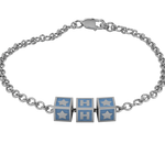 Sterling Silver Rakhi Personalised With Name - Blue Enamel Squares