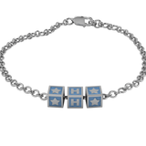 Sterling Silver Rakhi Personalised With Name - Blue Enamel Squares