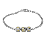 Sterling Silver Rakhi Personalised With Name - Yellow Enamel Dice Cubes