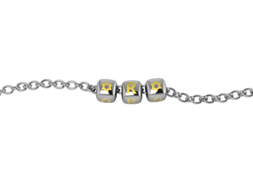 Sterling Silver Rakhi Personalised With Name - Yellow Enamel Dice Cubes