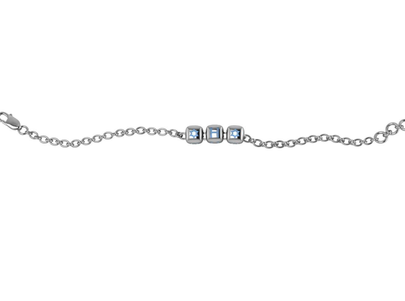 Sterling Silver Rakhi Personalised With Name - Blue Enamel Dice Cubes