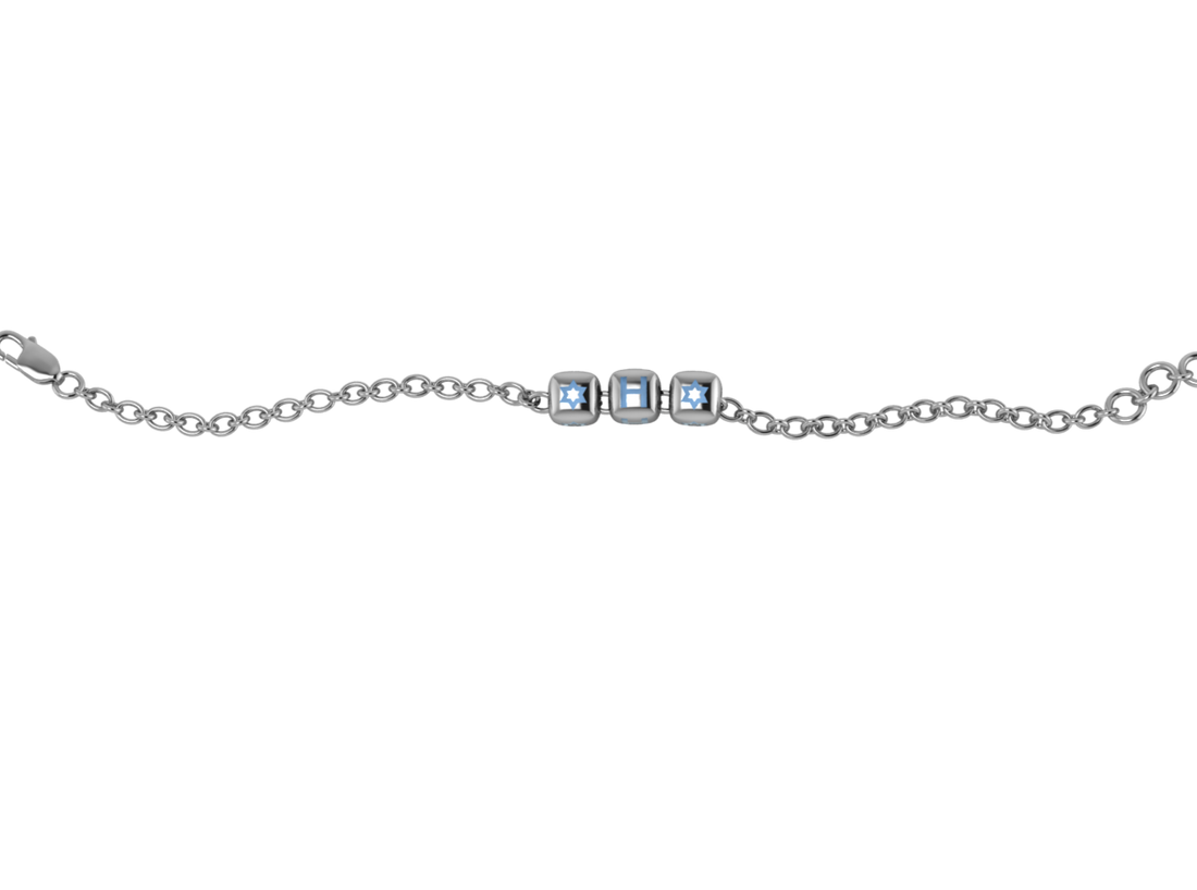 Sterling Silver Rakhi Personalised With Name - Blue Enamel Dice Cubes