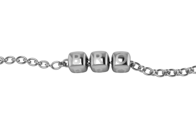 Sterling Silver Rakhi Bracelet Bro With Plain Dice Cubes