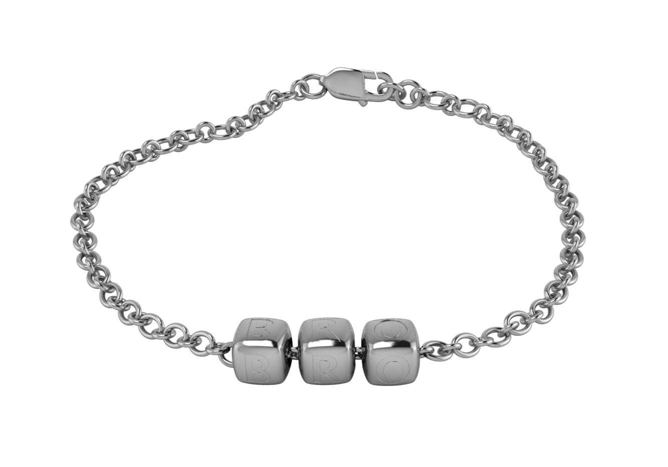 Sterling Silver Rakhi Bracelet Bro With Plain Dice Cubes