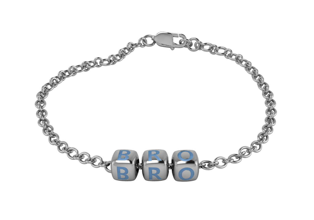 Sterling Silver Rakhi Bracelet Bro With Blue Dice Cubes