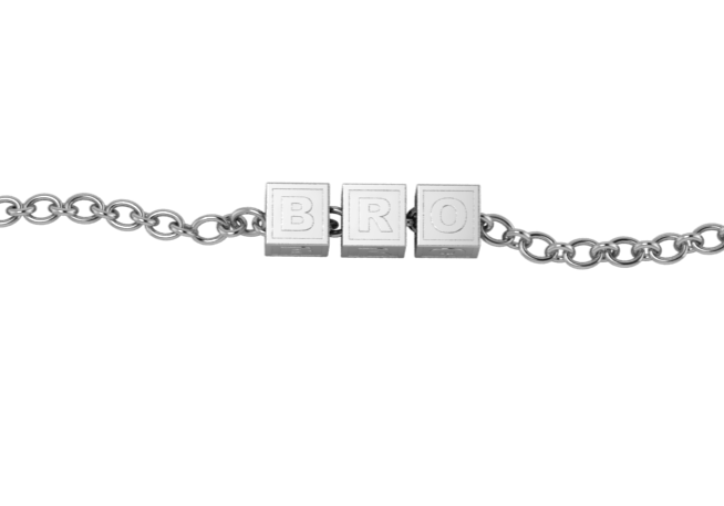 Sterling Silver Rakhi Bracelet Bro With Plain Square Cubes