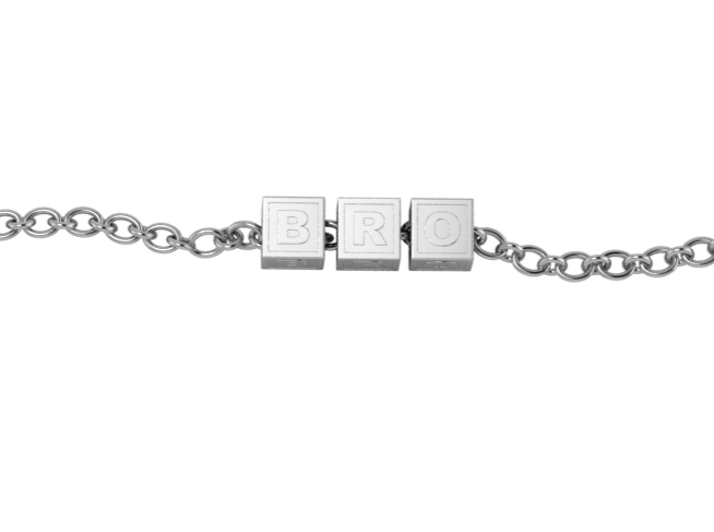 Sterling Silver Rakhi Bracelet Bro With Plain Square Cubes