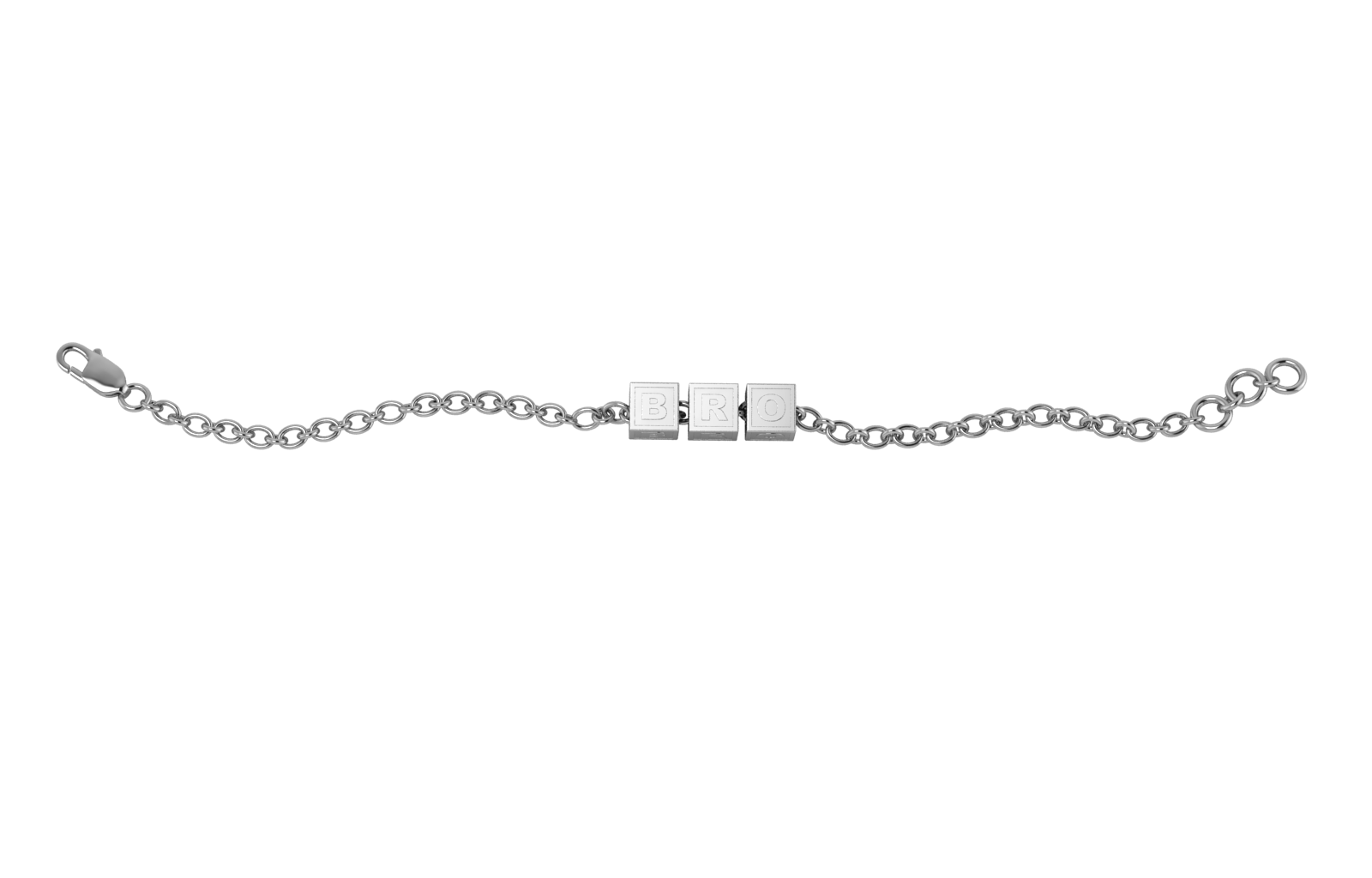 Sterling Silver Rakhi Bracelet Bro With Plain Square Cubes