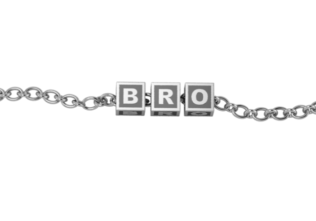 Sterling Silver Rakhi Bracelet Bro With Oxidised Square Cubes