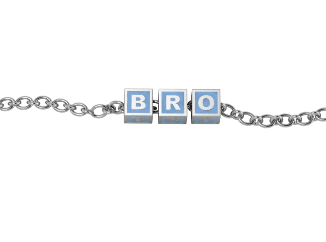 Sterling Silver Rakhi Bracelet Bro With Blue Square Cubes