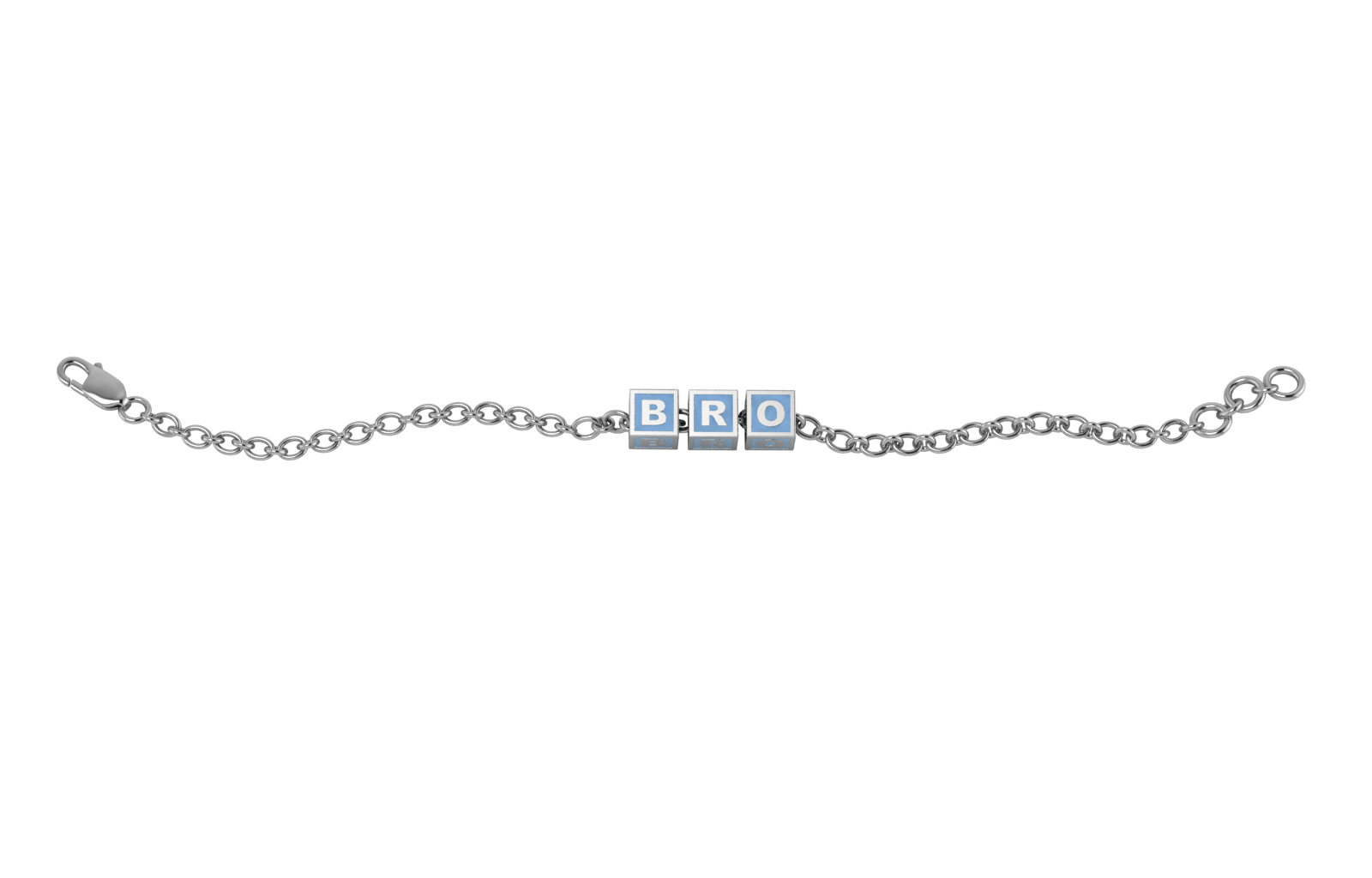 Sterling Silver Rakhi Bracelet Bro With Blue Square Cubes