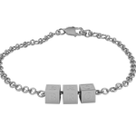Sterling Silver Rakhi Bracelet Bro With Plain Square Cubes