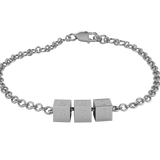 Sterling Silver Rakhi Bracelet Bro With Plain Square Cubes