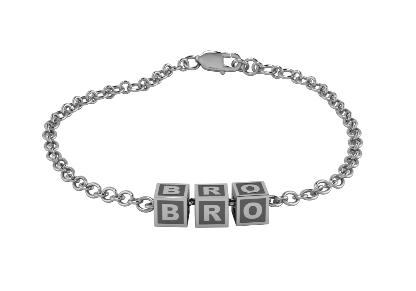 Sterling Silver Rakhi Bracelet Bro With Oxidised Square Cubes