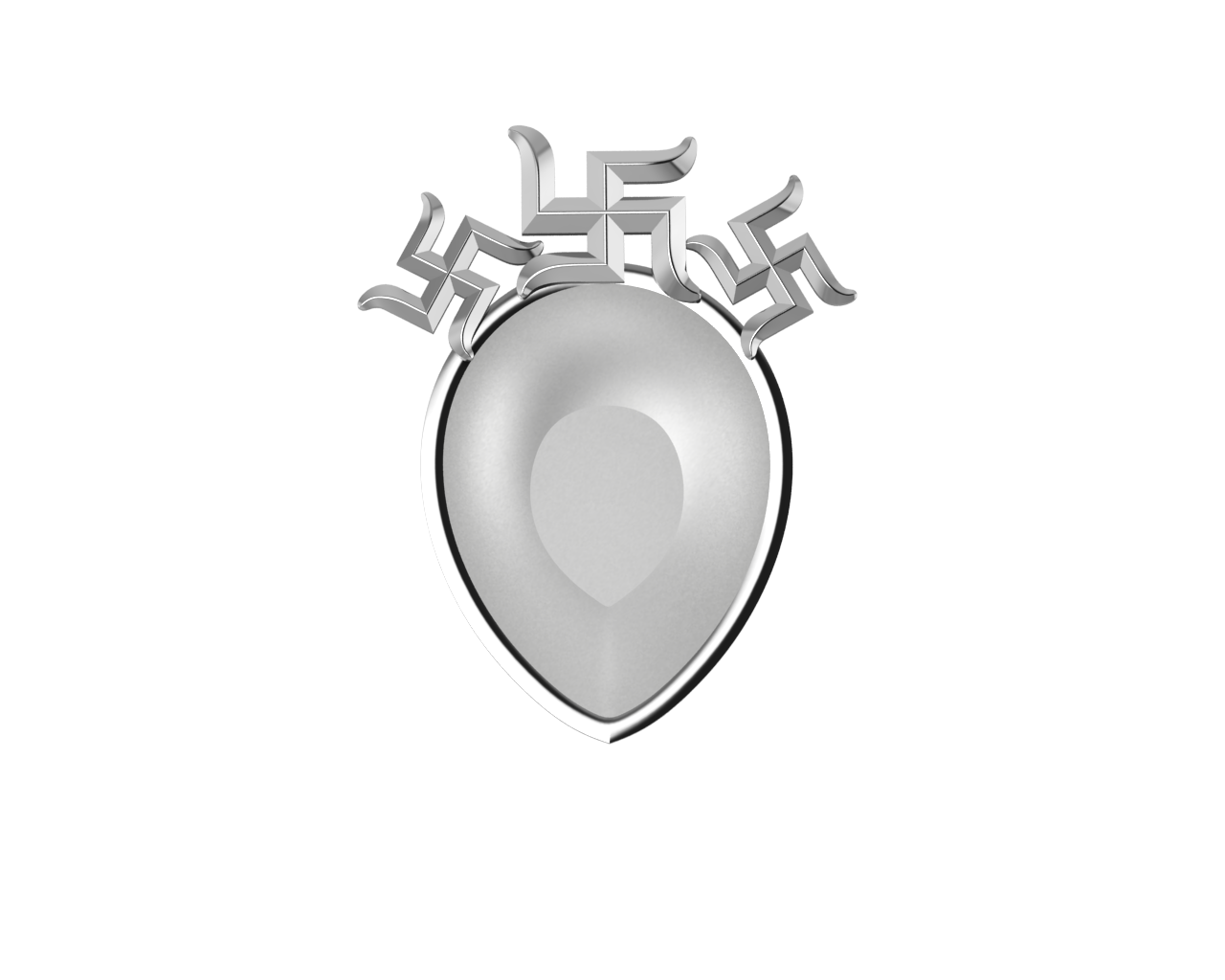 Sterling Silver Diya For Pooja - Triple Swastik Motif Pear By Isvara