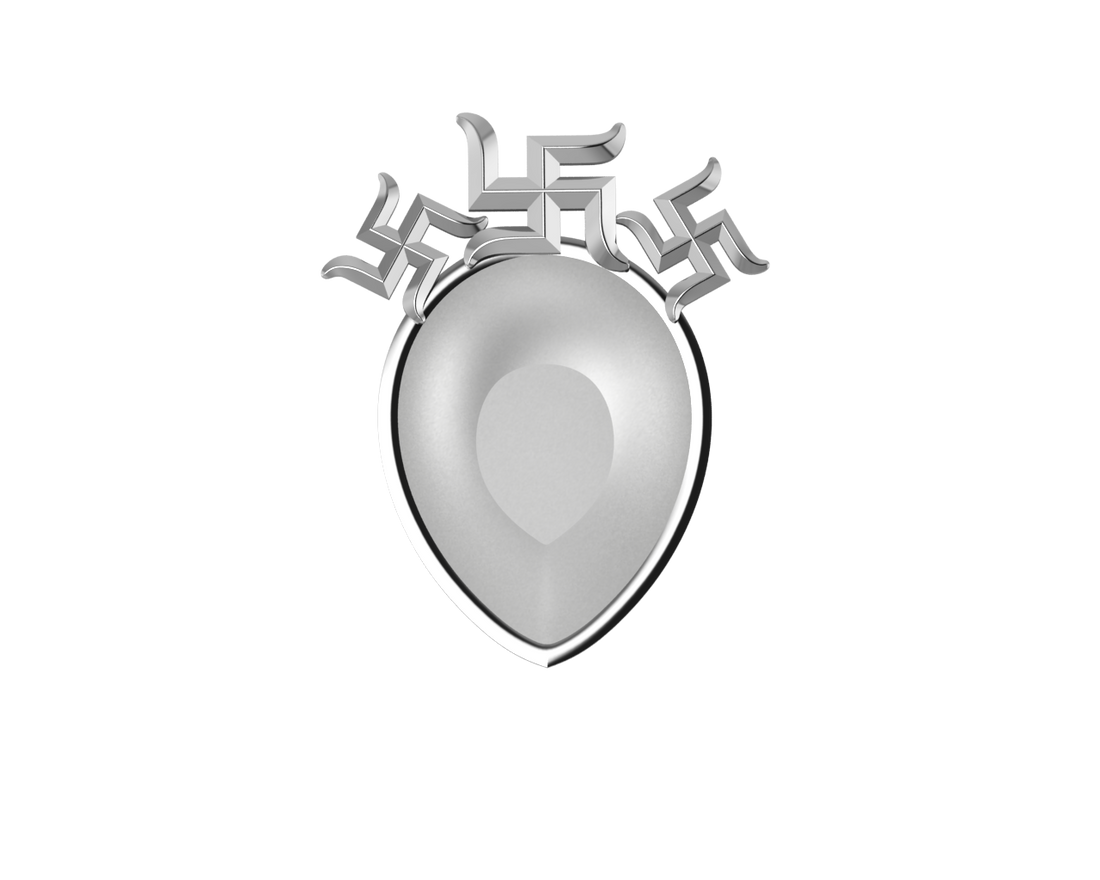 Sterling Silver Diya For Pooja - Triple Swastik Motif Pear By Isvara