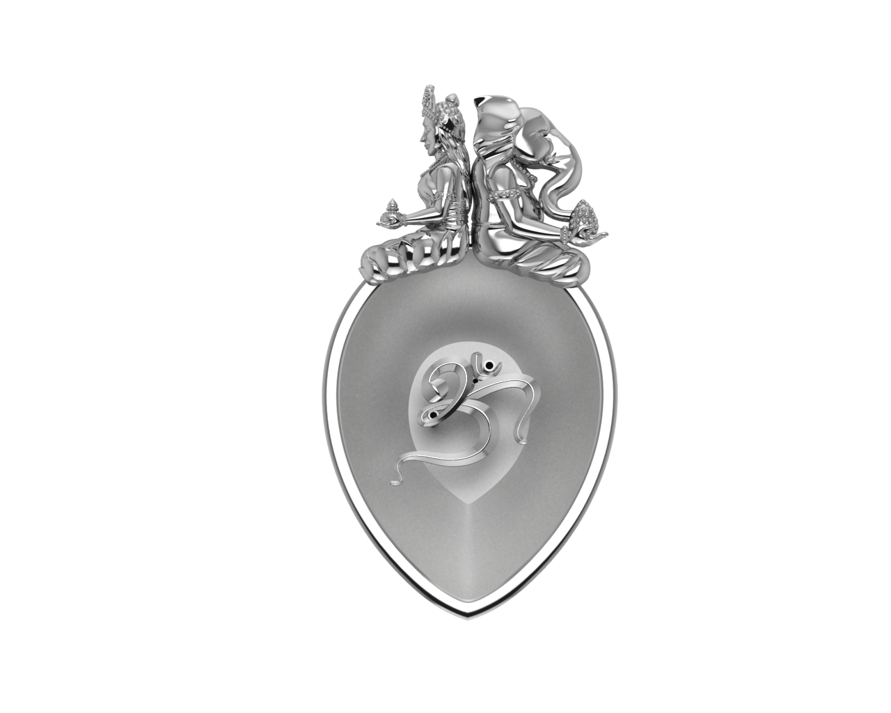 Sterling Silver Om Pear Diya & Agarbatti Holder Set By Isvara