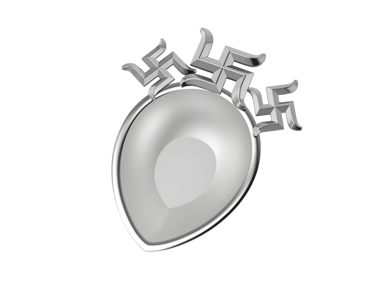 Sterling Silver Diya For Pooja - Triple Swastik Motif Pear By Isvara