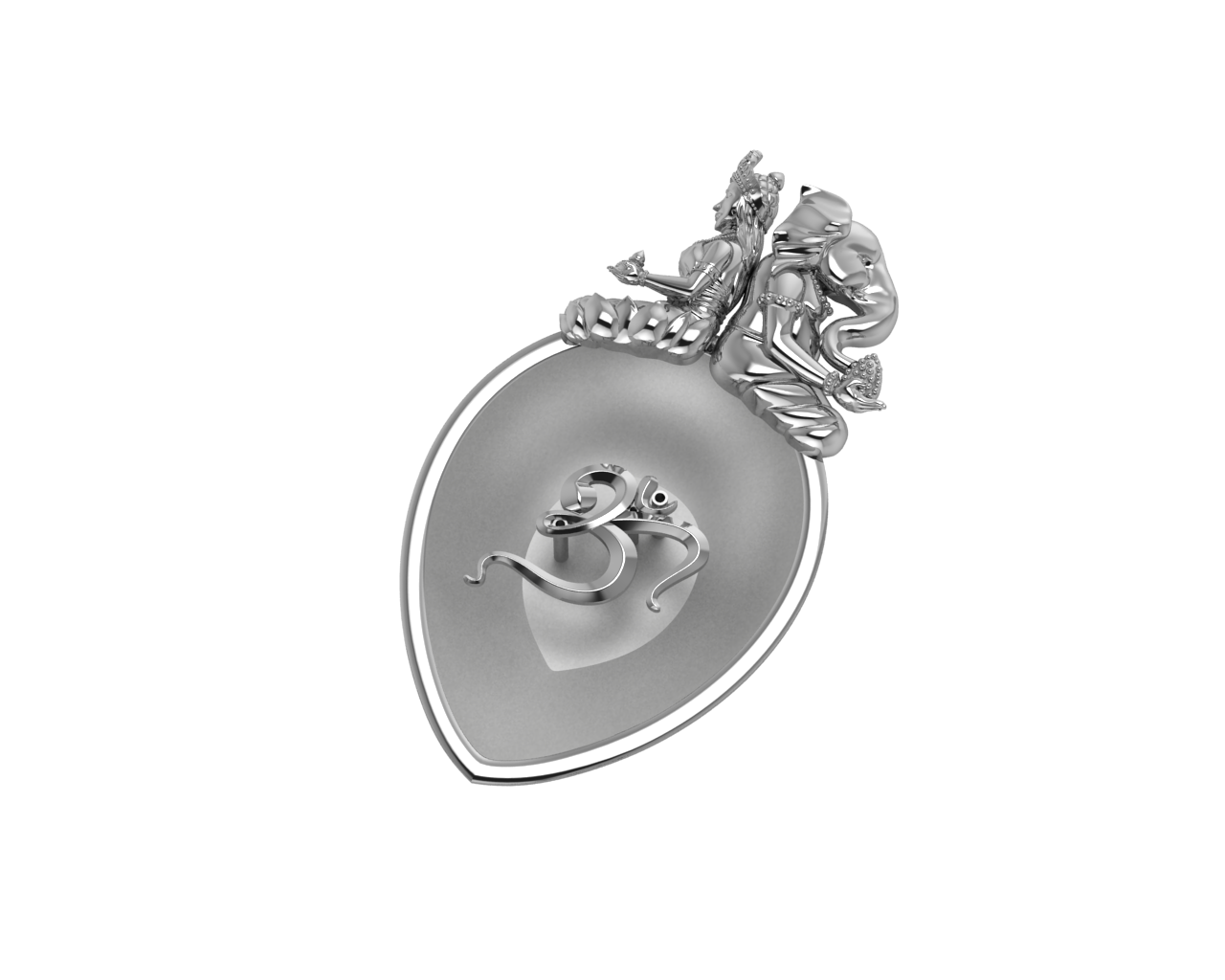 Sterling Silver Om Pear Diya & Agarbatti Holder Set By Isvara