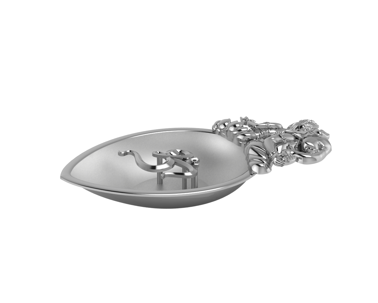 Sterling Silver Om Pear Diya & Agarbatti Holder Set By Isvara
