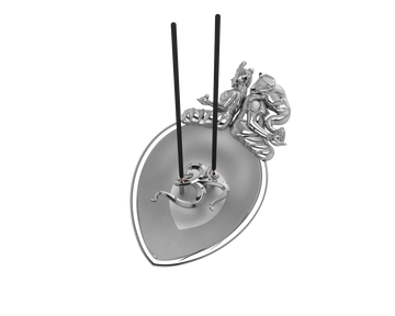 Sterling Silver Ganesh Laxmi Pear Shaped Om Agarbatti Holder By Isvara Holders