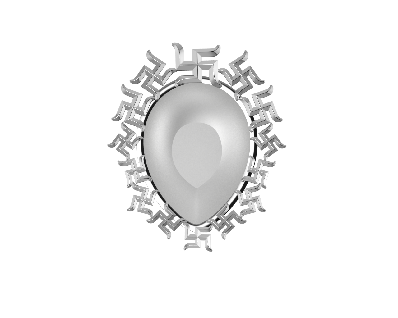 Sterling Silver Diya For Pooja - Multi Swastik Motif Pear By Isvara