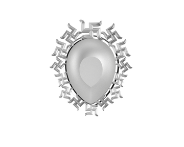 Sterling Silver Diya For Pooja - Multi Swastik Motif Pear By Isvara