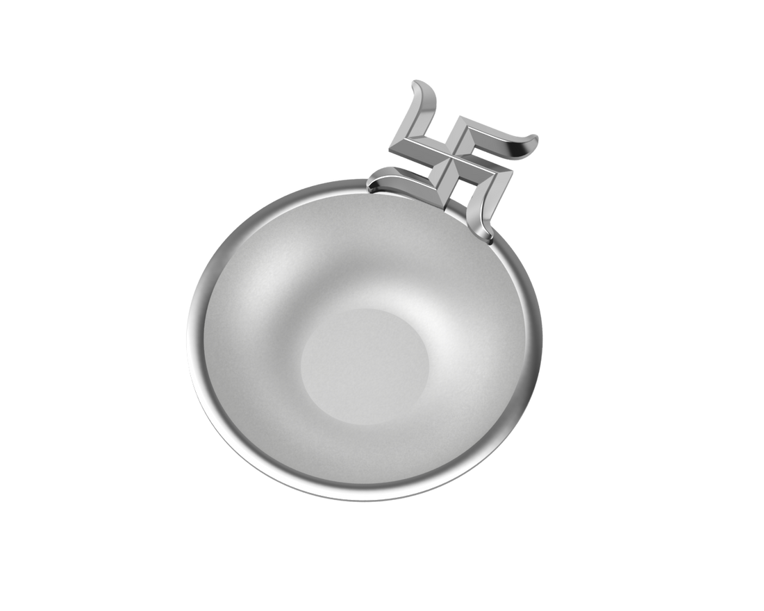 Sterling Silver Diya For Pooja - Swastik Motif Round By Isvara