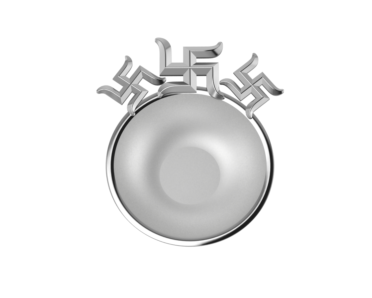 Sterling Silver Diya For Pooja - Triple Swastik Motif Round By Isvara