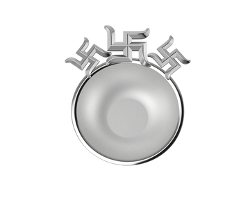 Sterling Silver Diya For Pooja - Triple Swastik Motif Round By Isvara