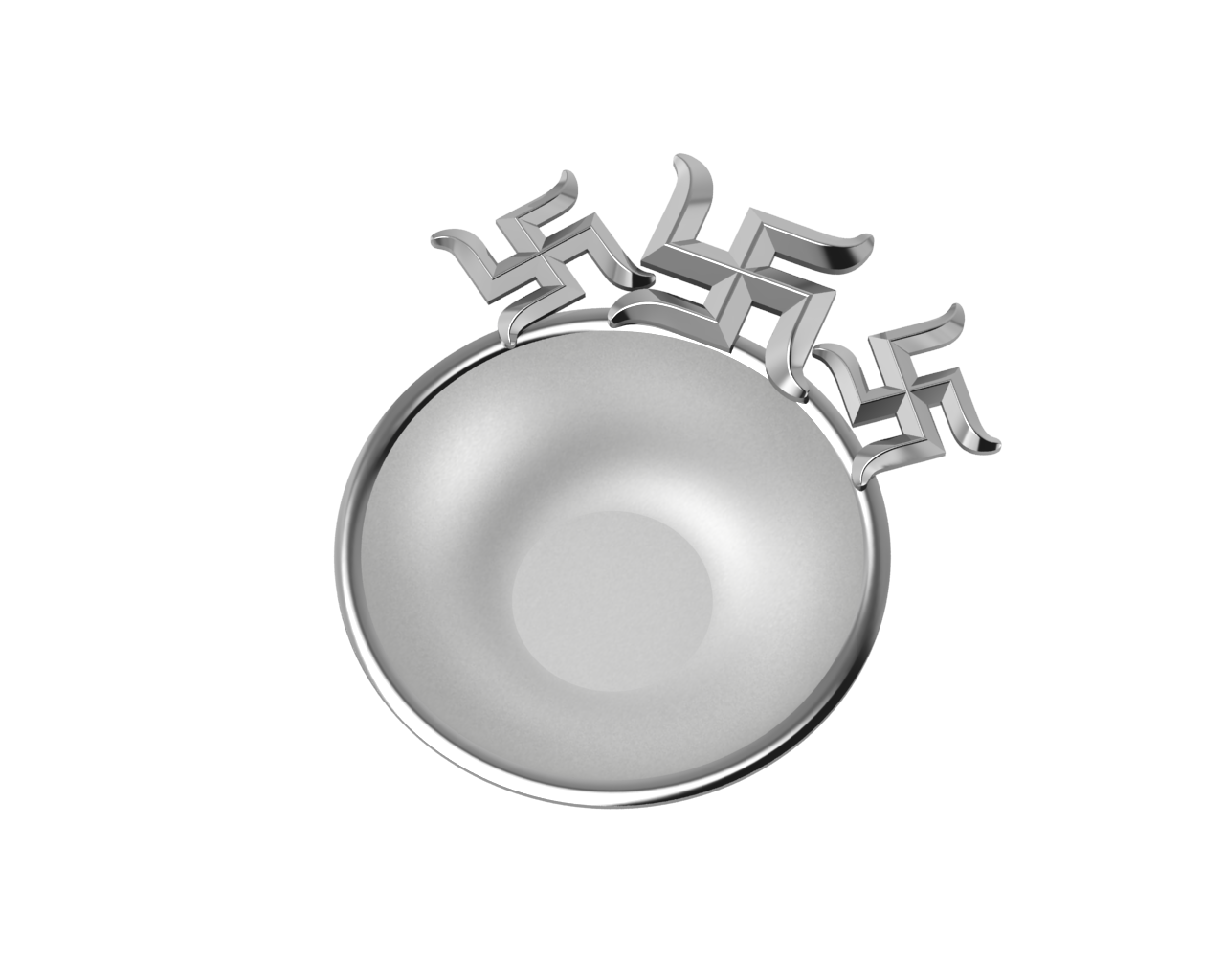 Sterling Silver Diya For Pooja - Triple Swastik Motif Round By Isvara