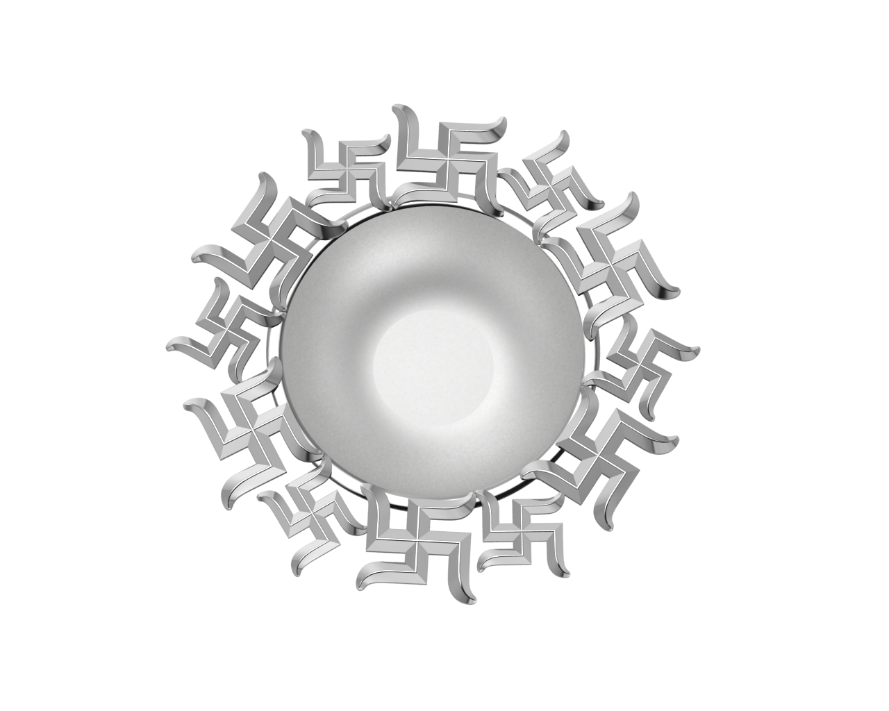 Sterling Silver Diya For Pooja - Multi Swastik Motif Round By Isvara