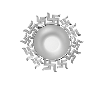 Sterling Silver Diya For Pooja - Multi Swastik Motif Round By Isvara