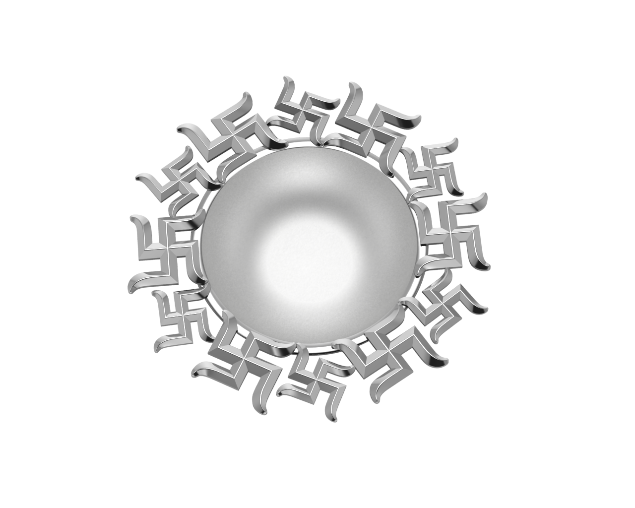 Sterling Silver Diya For Pooja - Multi Swastik Motif Round By Isvara