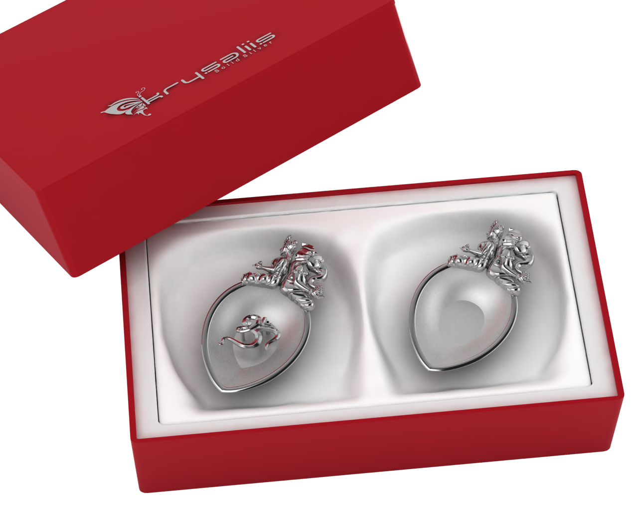 Sterling Silver Om Pear Diya & Agarbatti Holder Set By Isvara