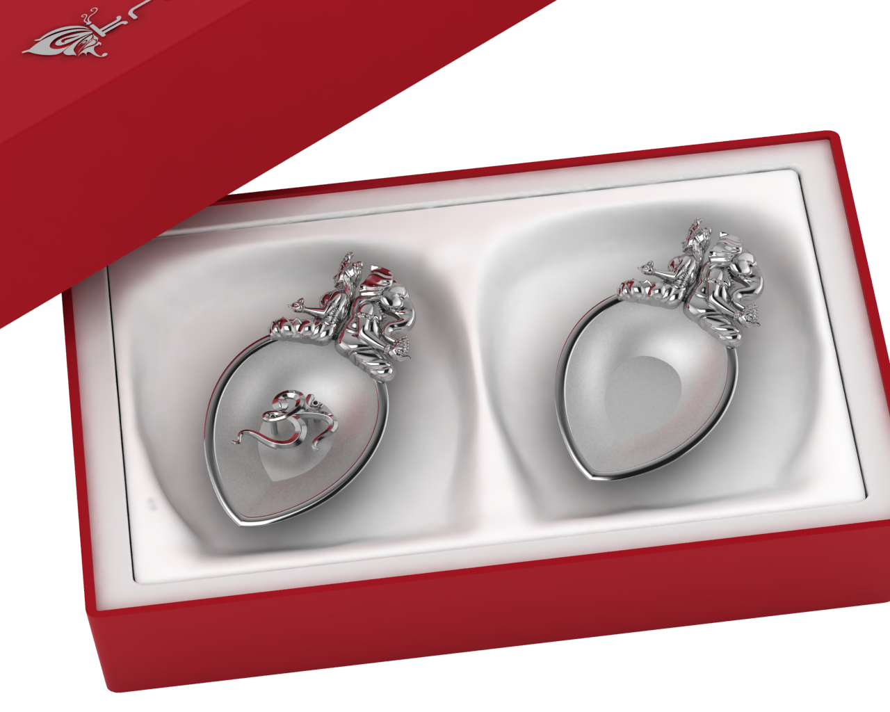 Sterling Silver Om Pear Diya & Agarbatti Holder Set By Isvara