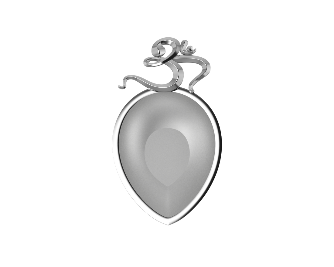Sterling Silver Diya For Pooja - Single Motif Om Pear Diya By Isvara Diyas