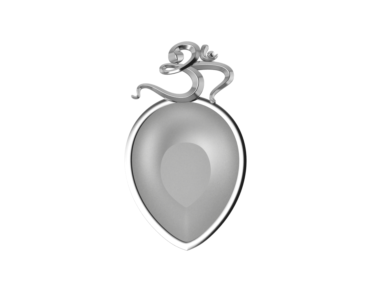 Sterling Silver Diya For Pooja - Single Motif Om Pear Diya By Isvara Diyas